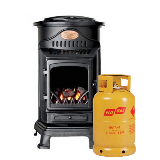 Provence Portable Real Flame Gas Heater in Matt Black with gas bottle