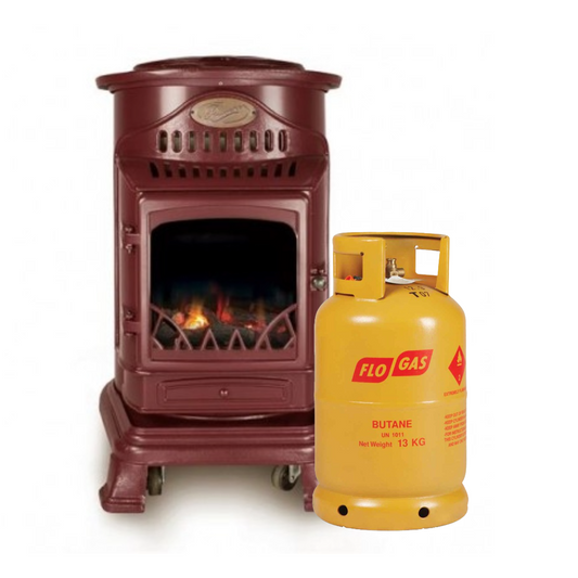 Provence Portable Real Flame Gas Heater in Red with gas bottle